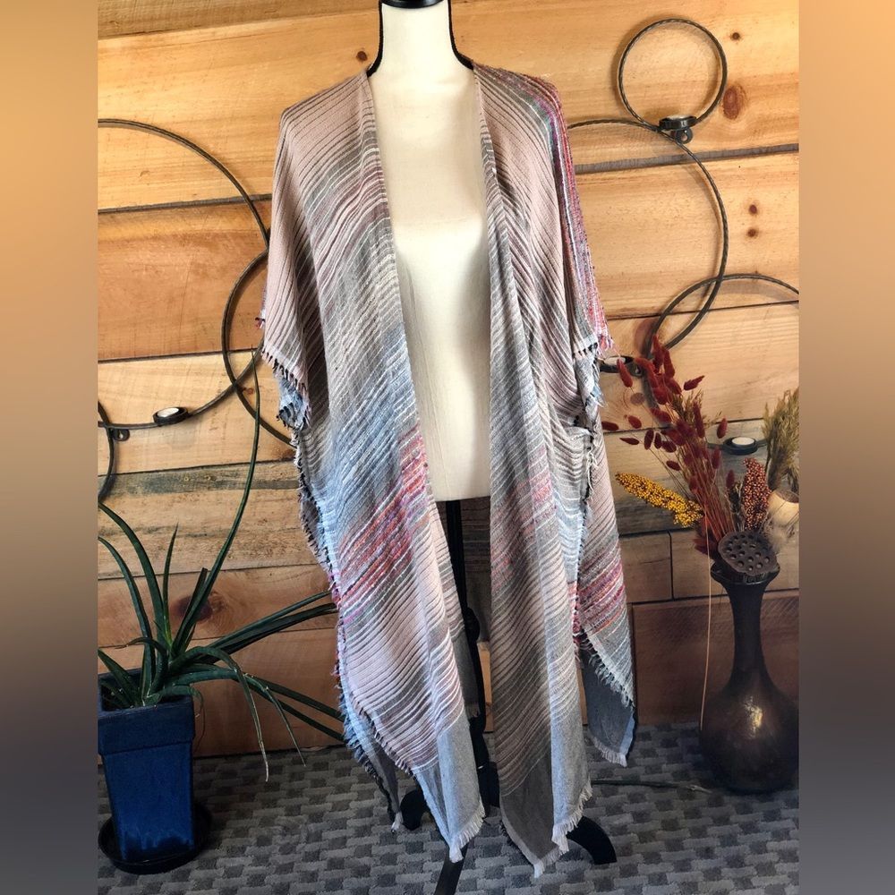 Textured Stripe Ruana Wrap - Picture 2 of 8